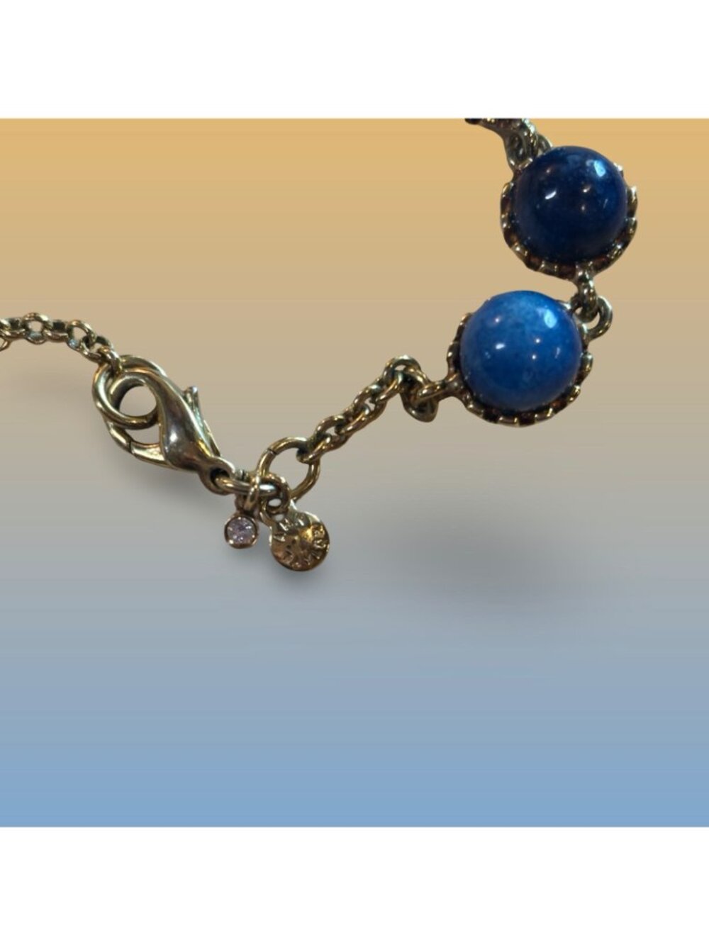 Ann Taylor Necklace With Blue Beads Retro Charm Lobster Clasp Closure Statement - Picture 6 of 10